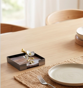 Modern Gold Cherry Blossom Design Metal Napkin <b>Holder</b> Premium <b>Tissue</b> Organizer Stand For Stylish Dining Table <b>Kitchen</b> And Party - Product Image 3