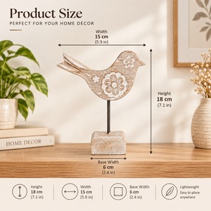 Decoración de Pájaro de Madera Hecha a Mano con Diseño Floral, Adorno de Mesa Estilo Shabby Chic para Sala de Estar, Uso en Interiores - Product Image 3