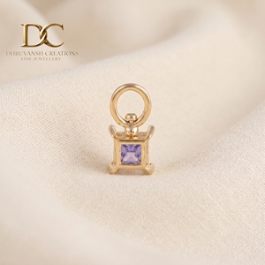 Pendentif minimaliste en or massif 10 carats certifié IGI avec pierre précieuse Tanzanite sertie en clos, bijoux pour femmes, collier, bracelet - Product Image 5