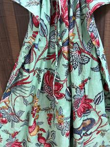 Women Mint Floral Bird Print 100% Cotton Breathable <b>Kaftan</b> Dress Handmade Regular Fit Boho <b>Summer</b> Daily Resort Wear - Product Image 4