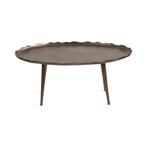 Table basse nordique en métal, cadre doré décoratif, plateau amovible fait main, style côtier, mobilier de salon - Product Image 1