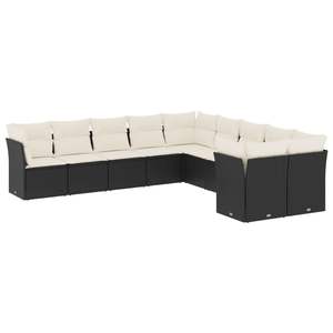 Conjunto de Sofá de Jardín de Ratán PE Negro y Acero con Recubrimiento en Polvo, 100% Poliéster, Muebles Elegantes para Exteriores - Product Image 2