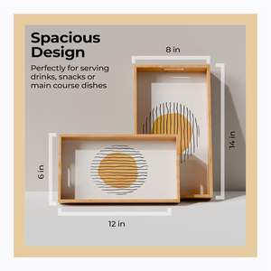 Decorative <b>with</b> Sun Motif Premium MDF Multipurpose Trays for Kitchen Dining Large Medium <b>Small</b> - Product Image 5