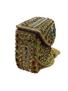 กระเป๋าคลัทช์ Kundan แบบมีฝาปิด ประดับลูกปัด ลายนูน ตกแต่งด้วยหิน พร้อมสายโซ่ทอง เหมาะสำหรับงานแต่งงานและกิจกรรมกลางแจ้ง - Product Image 3