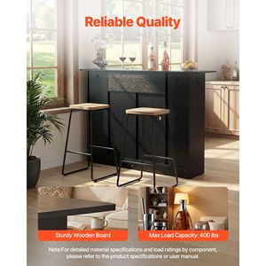 Meuble bar à vin 4 niveaux avec éclairage LED, étagères de rangement, porte-verres et porte-bouteilles, en bois M - Product Image 4