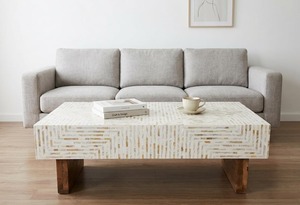 Table basse rectangulaire en nacre faite à la main, design moderne, écologique, pour salon - Product Image 3