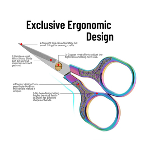 Customized <b>Rainbow</b> Titanium Coated Embroidery Scissors Durable Industrial Stainless Steel Blades Smooth Edge Sharp Tip Snipping - Product Image 4