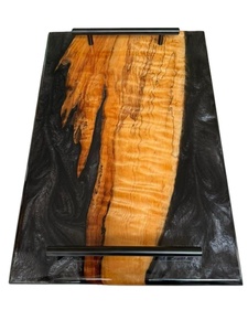 Nuevo mejor diseño de madera de resina epoxi hecha a mano bandeja para servir río bandeja de Arte de resina azul oscuro de la India - Product Image 2