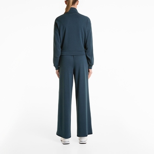 Custom Women's Zip Up Tracksuit Wide Leg <b>Pants</b> Activewear Set OEM ODM Private Label Wholesale Manufacturer Made in Pakistan - Product Image 3