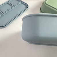 Boîte à lunch en silicone à 4 compartiments de 1200 ml - Anti-fuite - Compatible micro-ondes - Réchauffable - Écologique - Plateau bento de qualité alimentaire pour enfants