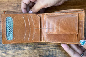 Portefeuille en cuir pour hommes Portefeuille à deux volets Porte-cartes multifonctionnel Sac à main minimaliste Blocage RFID Vintage Cuir véritable Court Ouvert - Product Image 4