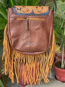 กระเป๋าสะพายพาดลำตัวหนังแท้ขนาดใหญ่ประดับพู่สำหรับผู้หญิงกระเป๋าสะพายไหล่หินเทอร์ควอยซ์หนังแท้ออกแบบได้ตามต้องการ - Product Image 5