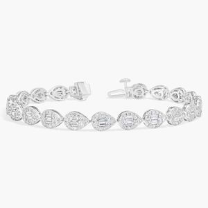 Women's Luxury Diamond <b>Bracelet</b> with 4 CTW Baguette and Round Cut Lab-Grown Diamonds in White Gold - Product Image 3