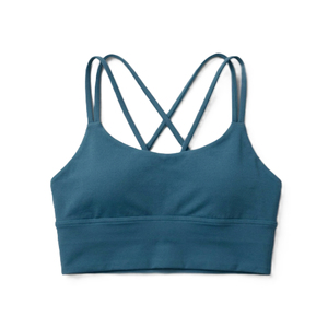Ensemble soutien-gorge de sport et leggings pour femme, couleur turquoise unie, tricoté en Spandex et Polyester, extensible, respirant, séchage rapide, taille haute, longueur intégrale - Product Image 4