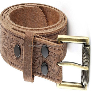 เข็มขัดหนังสไตล์ตะวันตกสลักลายดอกไม้สำหรับเปลี่ยนหัวเข็มขัด - Product Image 3