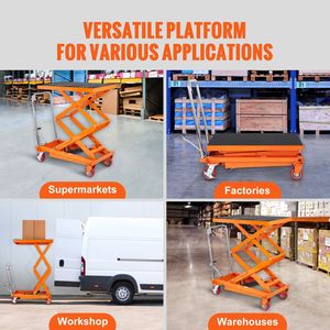 Nueva Carretilla Elevadora Hidráulica con Capacidad de 770 lb, Altura de Elevación de 59 Pulgadas, Diseño Manual de Doble Tijera, 4 Ruedas Antideslizantes para Granjas - Product Image 5