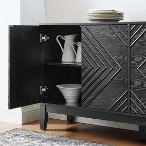 Buffet de style farmhouse à 60,5 pouces avec étagères réglables, motif géométrique moderne du milieu du siècle, avec rangement - Product Image 5