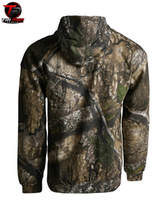 Sweat à capuche de chasse en polaire pour homme, camouflage Woodland Branch & Oak, épais, avec cordon de serrage réglable et poche kangourou avant - Product Image 3