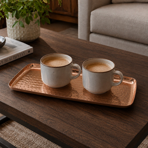 Handcrafted Hammered Copper Serving Tray 12x5 Inch |Rectangular Metal Platter <b>for</b> Dining <b>Table</b> Kitchen Decor & Housewarming Gift - Product Image 5