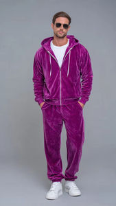 Conjunto Deportivo de Terciopelo para Hombre, de Alta Calidad, Corte Regular, Directo de Fábrica, con Capucha, para Gimnasio y Uso Diario, 100% Algodón - Product Image 6