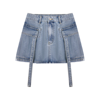 Kadınlar İçin Vintage Düz Denim Etekler, Düz Renk Yazlık Sokak Modası, Açık Renkli, Çevre Dostu, Nefes Alabilen, Su Geçirmez, Hızlı Kuruyan, Günlük