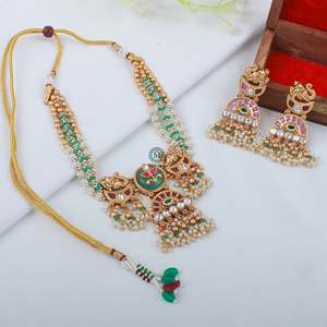 Rutisha Antique Gold Plated Zircon Choker & Earring Set for Wedding Festival - Product Image 1