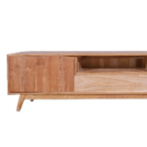 Mueble de TV estilo lujo con 2 puertas, 1 cajón y 1 estante, 180 cm, hecho de madera maciza de teca de Indonesia. - Product Image 6