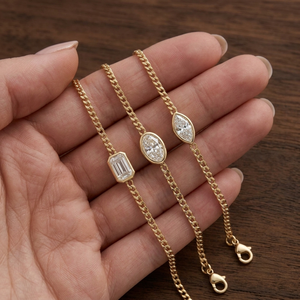 กำไลข้อมือทองคำขาว 18K รูปไข่ มรกต และมาร์คีส์ ประดับเพชรเลี้ยงในห้องปฏิบัติการ สำหรับผู้หญิง สวมใส่ในงานแต่งงานหรือทุกวัน ขายส่ง - Product Image 3