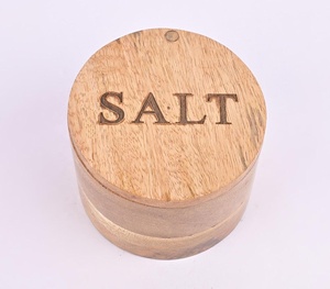 Boîte à sel en bois de manguier faite à la main créative de quantité minimale de commande basse avec fabricant de typographie personnalisé vente directe en usine - Product Image 1