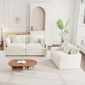 Set Divano a 2 Posti e Poltrona Decorativa, 2 Pezzi, in Ciniglia Imbottita per Soggiorno, Set di Sedie Confortevoli - Product Image 2