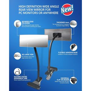 Specchio di Sicurezza Convesso Clip-On 6.7'' X 3'', Regolabile a 360 Gradi, Specchio Retrovisore per Sicurezza Personale - Product Image 4