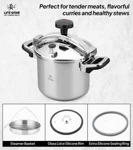 Casserole à pression de 12 L en acier inoxydable 18/10 de qualité supérieure avec panier vapeur et couvercle en verre - Product Image 5