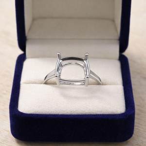 2026 HIgh Quality 925 Sterling Silver <b>Cushion</b> Frame Ring Setting Polished 4 Prong Ring Semi Mount for Gemstone Wholesale Jewelry - Product Image 2