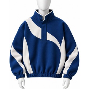 Sudadera Oversize de Forro Polar con Cremallera de Cuarto, de Alta Calidad, Novedad, con Bloques de Color, Cuello Alto, Manga Regular, Unisex, para Otoño y Uso Exterior - Product Image 1