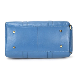 Unisex PU Leather <b>Duffel</b> <b>Bag</b> 30-40L Zipper Closure Adjustable Strap Solid Blue Casual Travel Carry-on <b>Bag</b> - Product Image 2