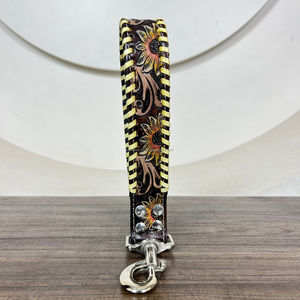 สายจูงสุนัขหนังแท้สำหรับฝึกและเดินสายหนังดอกทานตะวันดีไซน์แบบหรูหราพรีเมี่ยมใหม่ - Product Image 5