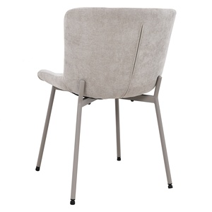 เก้าอี้รับประทานอาหารผ้าสีเทาอ่อน เก้าอี้ข้างหุ้มเบาะทันสมัย ขาโลหะ สำหรับร้านอาหาร ห้องรับประทานอาหาร โรงแรม - Product Image 3