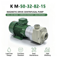K M-50-32-82-15 0.75kW PP Pompa Penggerak Magnetik Horizontal Industri OEM untuk Cairan Asam, Pengolahan Air, Filtrasi 220/380V 50/60Hz