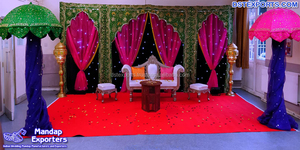 Punjabi mariage Mayian & Mehndi décoration coloré Mehndi Sangeet scène configuration Punjabi Mayian mariage décoration articles - Product Image 4