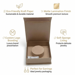 Elegante Caja Rígida para Joyería de Cartón Kraft con Recubrimiento UV y Laminado Mate |   Empaque de Regalo con Relieve y Forro de Esponja para Anillos y Pendientes - Product Image 5