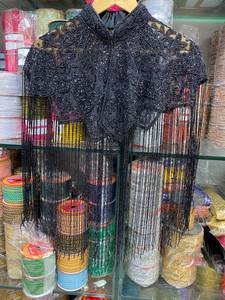 Vintage Beaded Fringe <b>Cape</b> Shawl Shoulder Wrap Kushang Textile Elegant Banquet/Party Cover-Up Women In-Stock Sample - Product Image 3