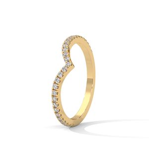 Bague en or avec diamant de synthèse, motif chevron, bijoux fins pour femme, idéale pour les mariages, les anniversaires et les occasions spéciales, style empilable - Product Image 2