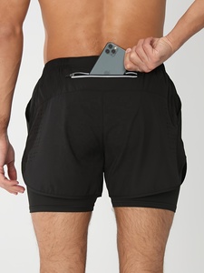 Shorts de course pour hommes noirs à séchage rapide et respirants avec poches, taille élastique, style sportif, longueur courte - Product Image 4