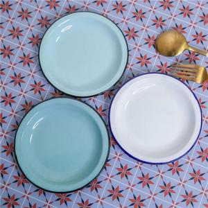 Assiettes et plats plats blancs, ronds, de taille personnalisée, en métal émaillé, pour la restauration, les cafés, personnalisables - Product Image 6
