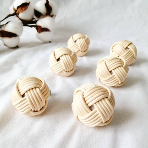 Hand woven natural rattan <b>knob</b> best deal <b>handles</b> for drawers kitchen <b>furniture</b> accessories - Product Image 5