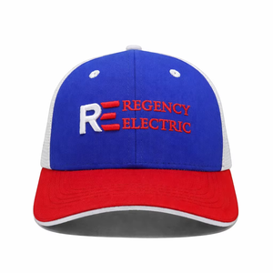 Gorras de béisbol con logotipo personalizado de alta calidad, sombreros de camionero de lona rojos/azul marino/blancos, sándwich Snap Back de moda para hombres para uso al aire libre - Product Image 1