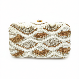 Indian Traditional Luxury Handbag Multicolor <b>Crystal</b> Glass <b>Beaded</b> Durable Artisan Craft Premium Baguette Fashion Accessories - Product Image 2