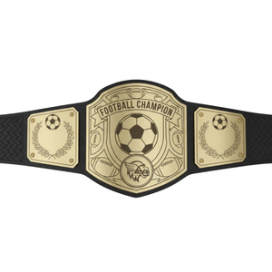 Football Champion Title Belt with Gold Emblem, Soccer & Football Designs Premium Quality Customizable Leather Belt - Product Image 2