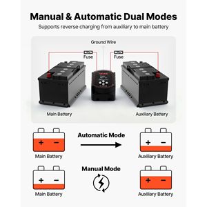 Kit Isolatore Doppia Batteria per Camper 12V 300 Amp, Relè Sensibile alla Tensione VSR Manuale/Automatico con Voltmetro e Schermo LCD Smart Batt - Product Image 5
