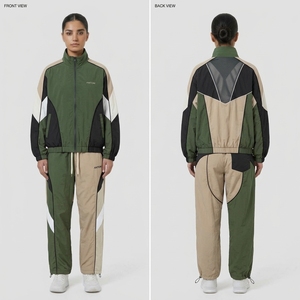 Women's Camo Print Windbreaker Tracksuit - Track Jacket & <b>Pants</b> Set for Running, Wholesale Price - Product Image 5